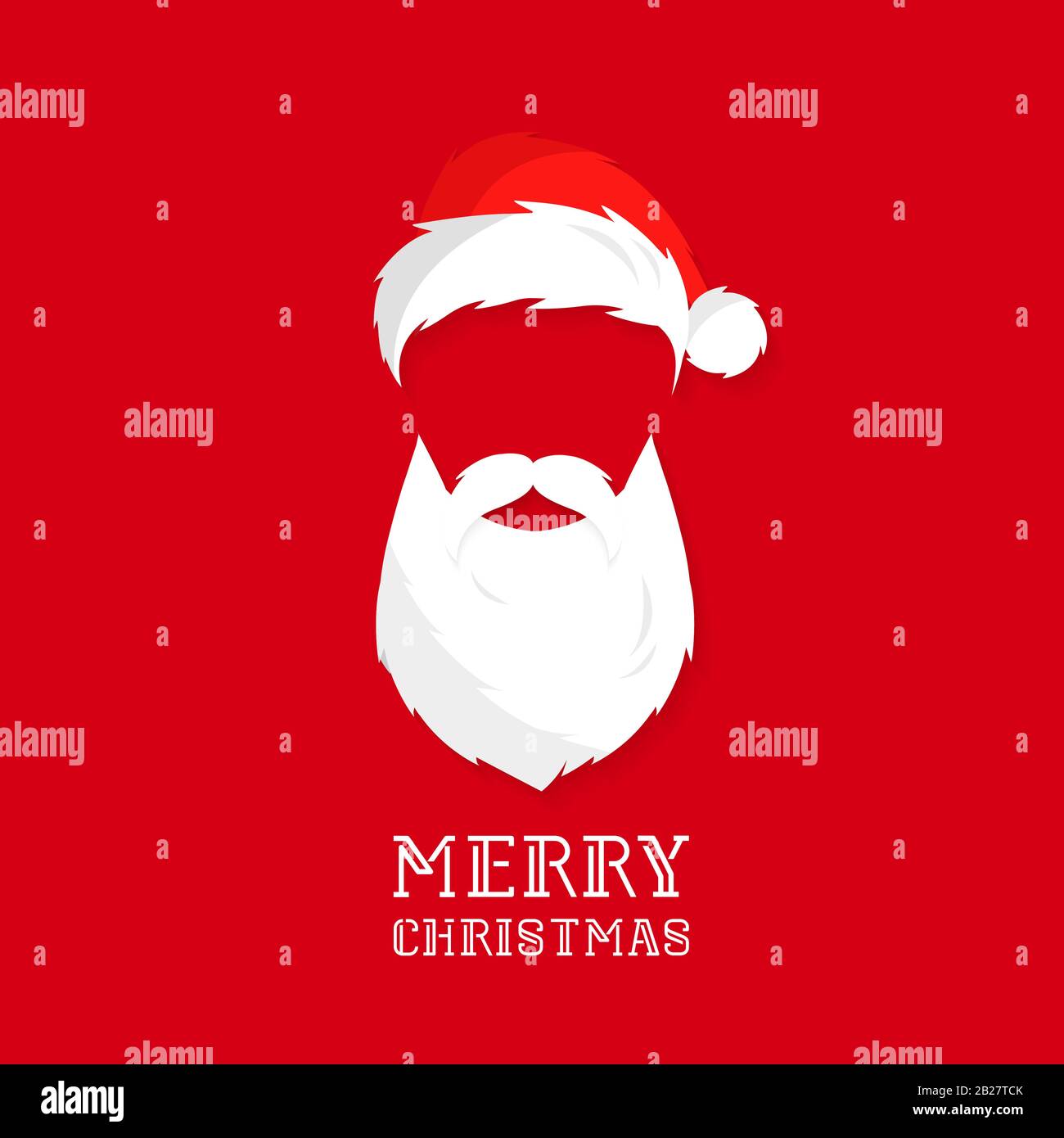 Santa hat, mustache, beard. Vector flat icon Stock Vector