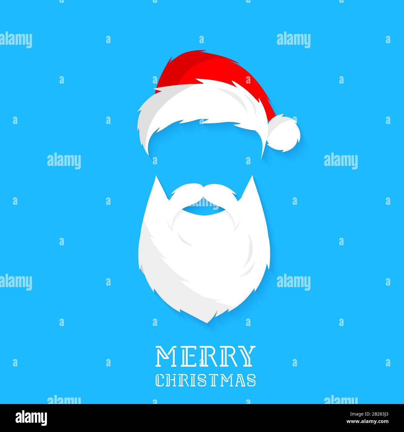 Santa hat, mustache, beard. Vector flat icon Stock Vector