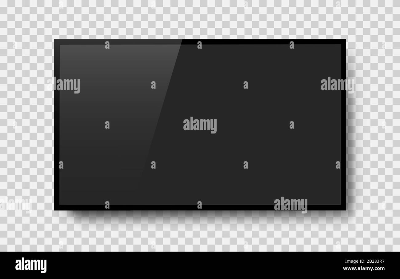 Realistic television screen on background. TV, modern blank screen lcd, led Stock Vector Image