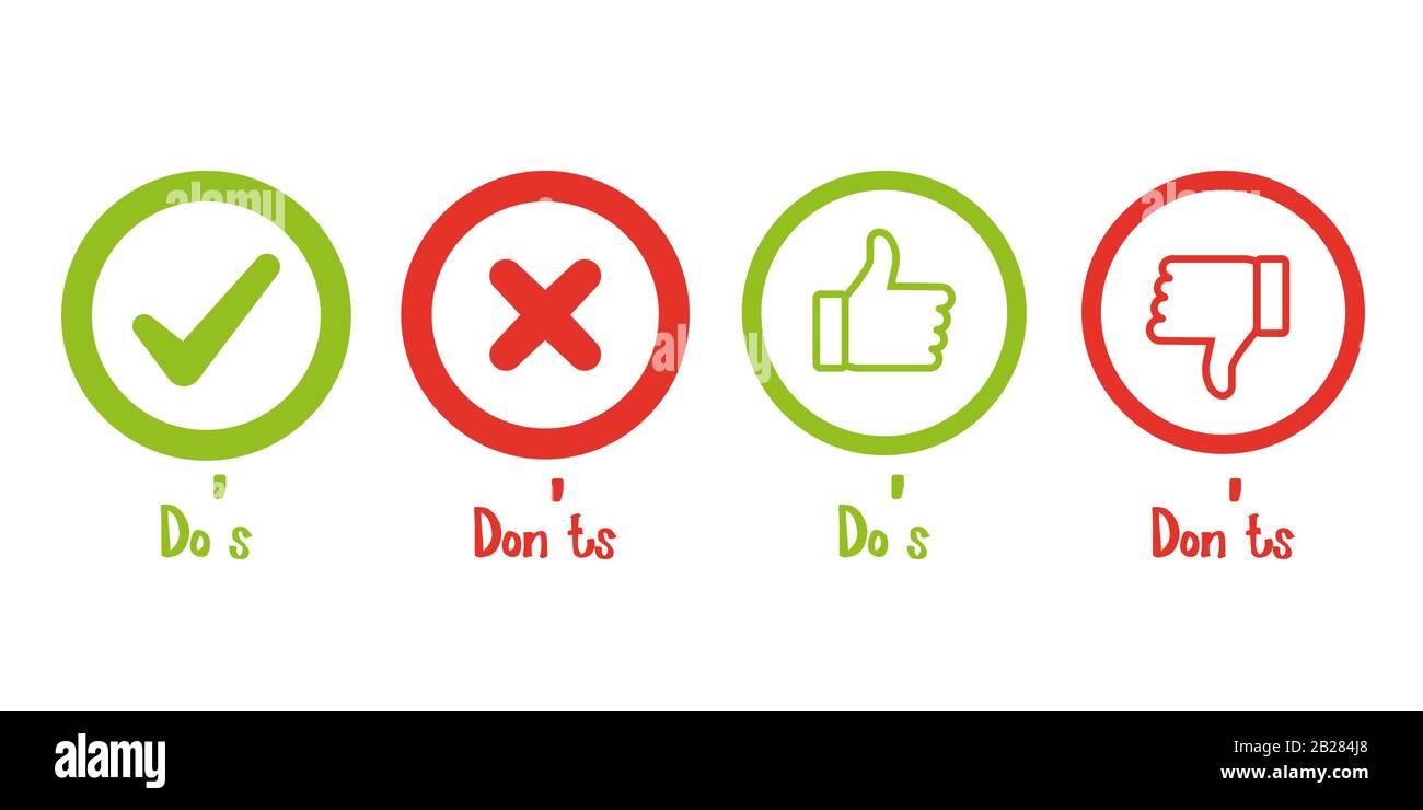 Do and don't, positive and negative like Stock Vector