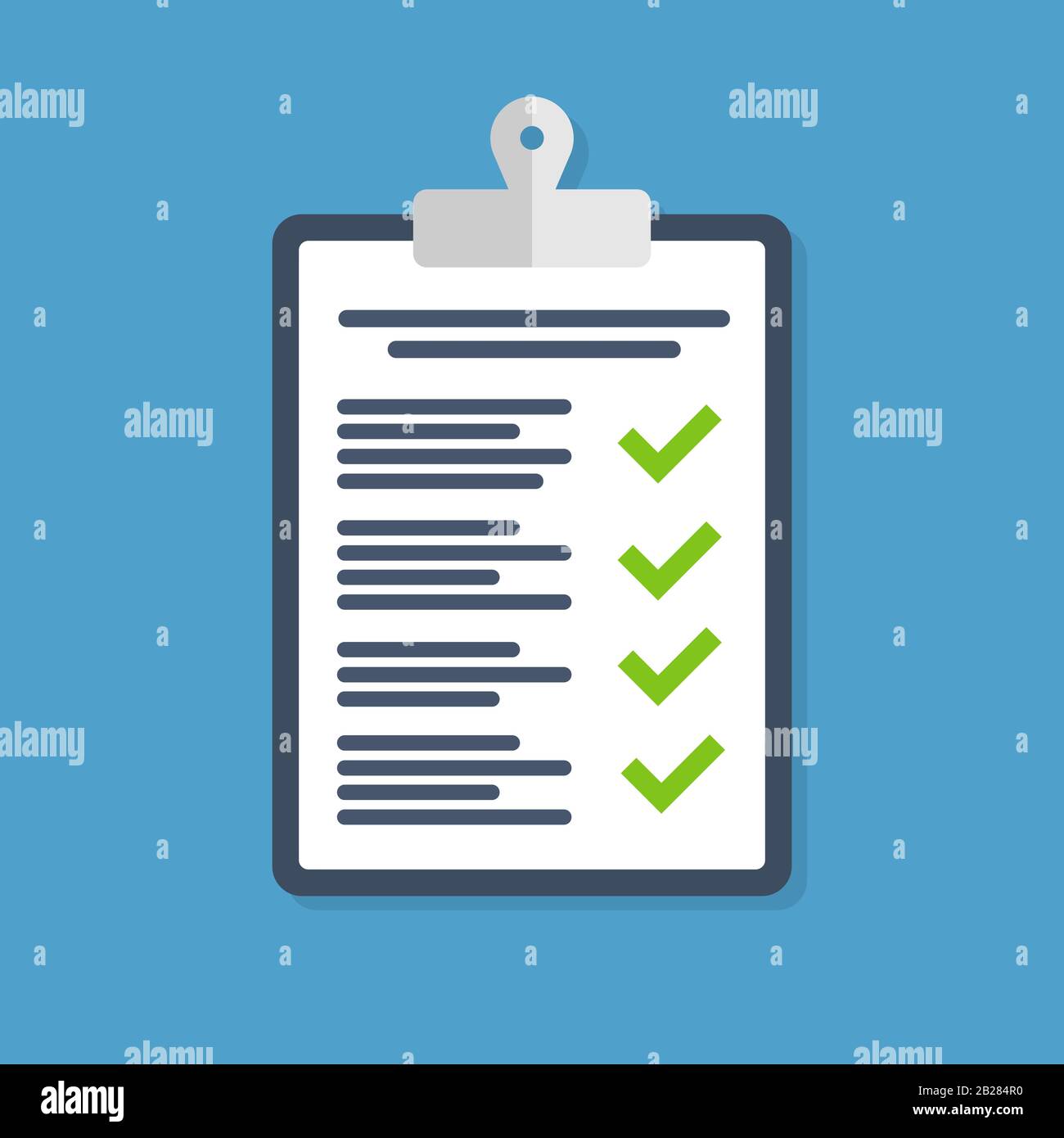 Clipboard with checklist icon. Flat vector icon Stock Vector
