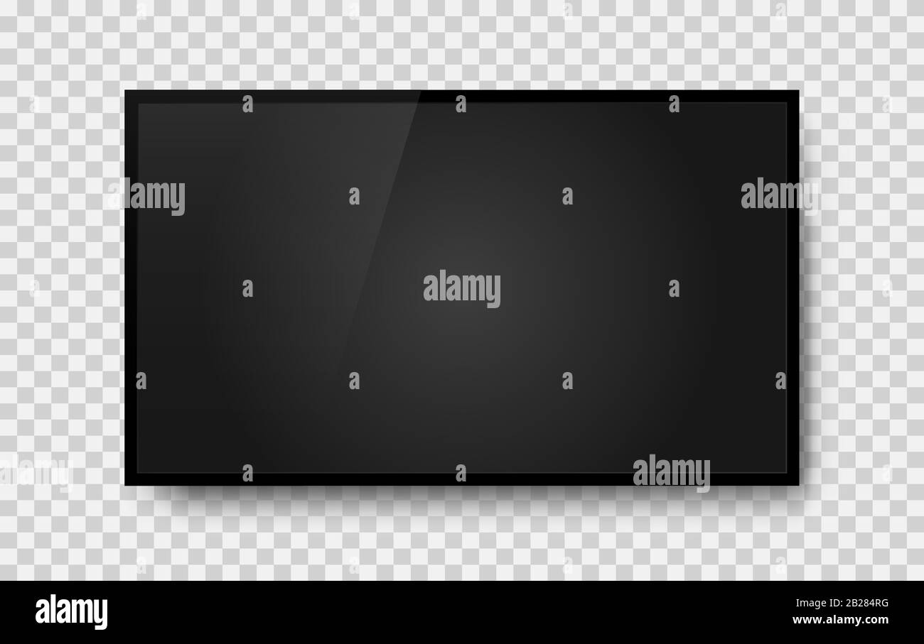 Realistic television screen on background. TV, modern blank screen lcd, led Stock Vector Image