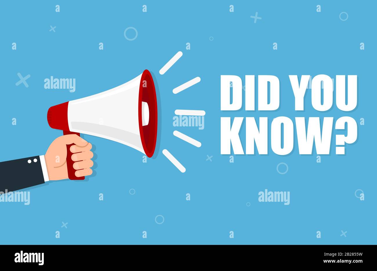 Hand holding megaphone - Did you know? Stock Vector
