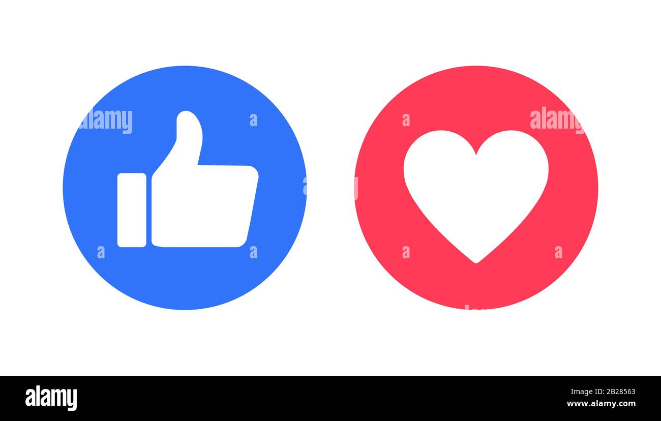 Flat hand like with red heart. Vector Illustration. Stock Vector