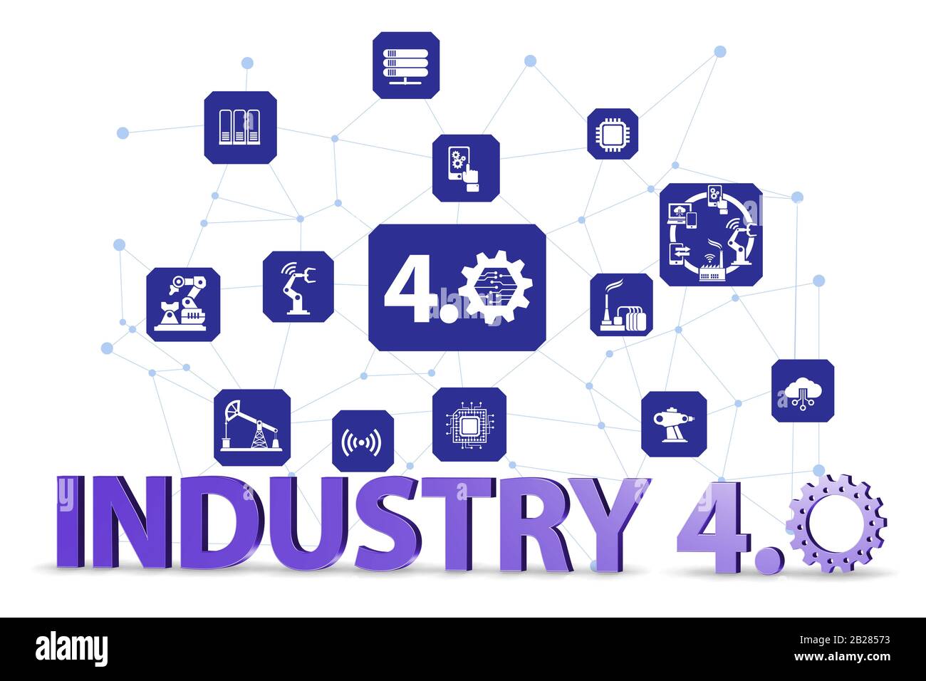 The industry 4.0 concept with various stages - 3d rendering Stock Photo ...