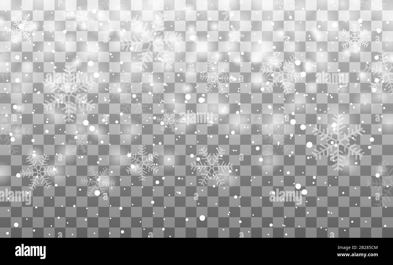 Falling snowflakes or snowflakes on transparent background. Vector ...