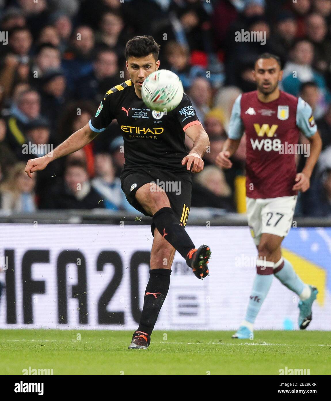 London, UK. 01st Mar, 2020. Rodri of Manchester City during the Carabao Cup Final match between Aston Villa and Manchester City at Wembley Stadium on March 1st 2020 in London, England. (Photo by Paul Chesterton/phcimages.com) Credit: PHC Images/Alamy Live News Stock Photo
