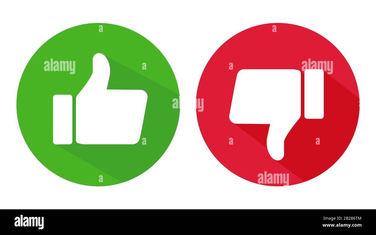 Thumb up and thumb down flat icon. Vector illustration Stock Vector