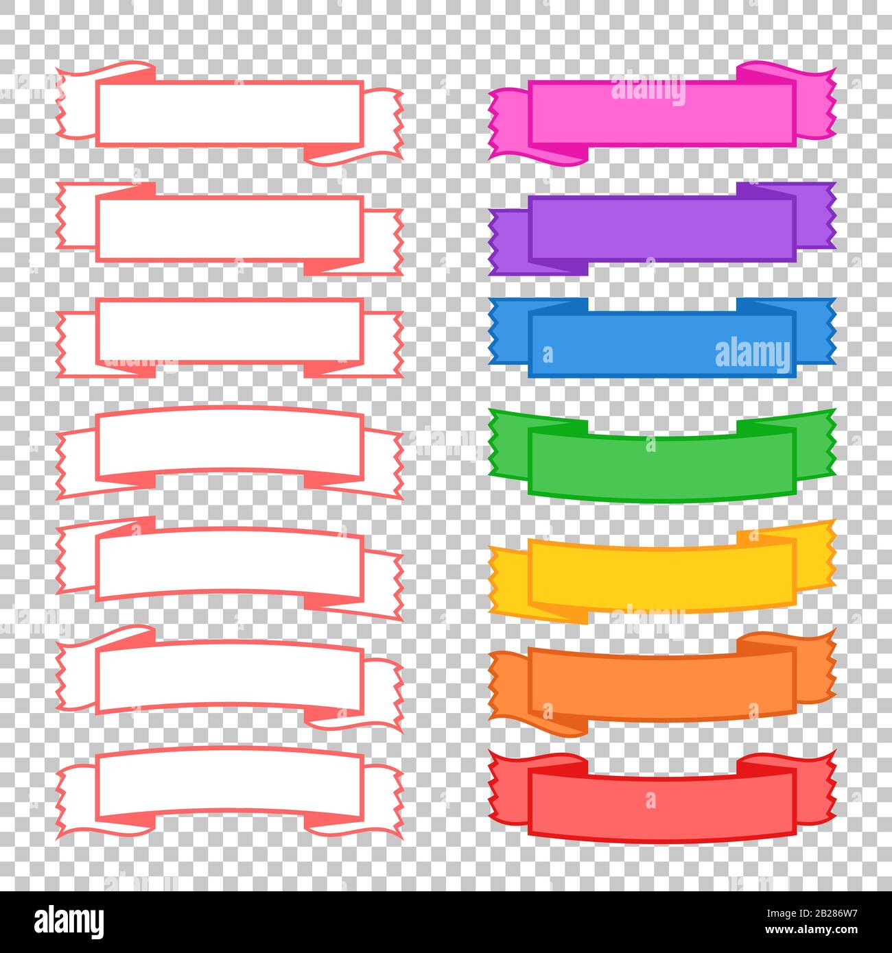 A set of color and monochrome banner ribbons. With space for text. A ...