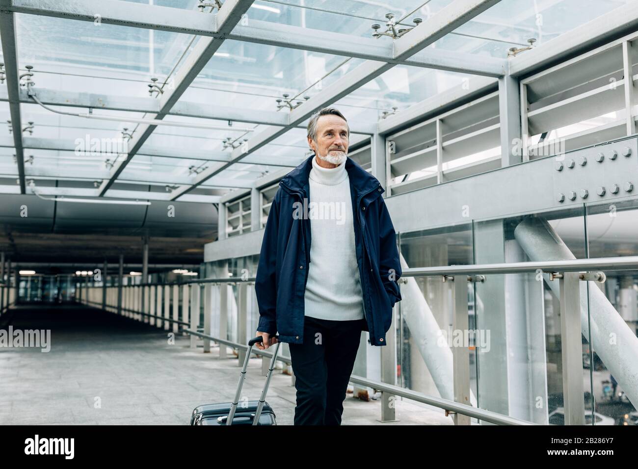 Handsome mature man walking with his luggage at airport Stock Photo - Alamy