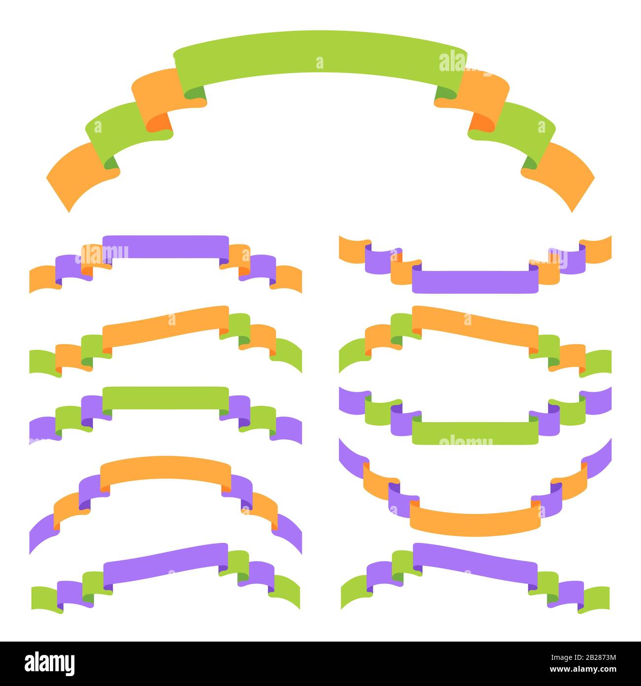 Set of colored ribbon banners. With space for text. Simple flat vector ...