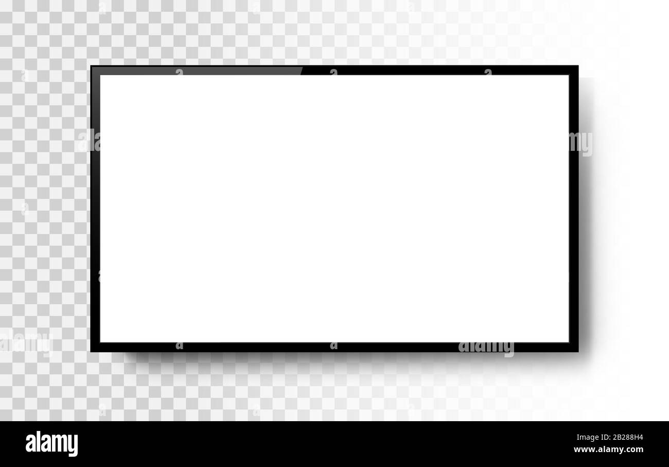 Realistic television screen on background. TV, modern blank screen lcd