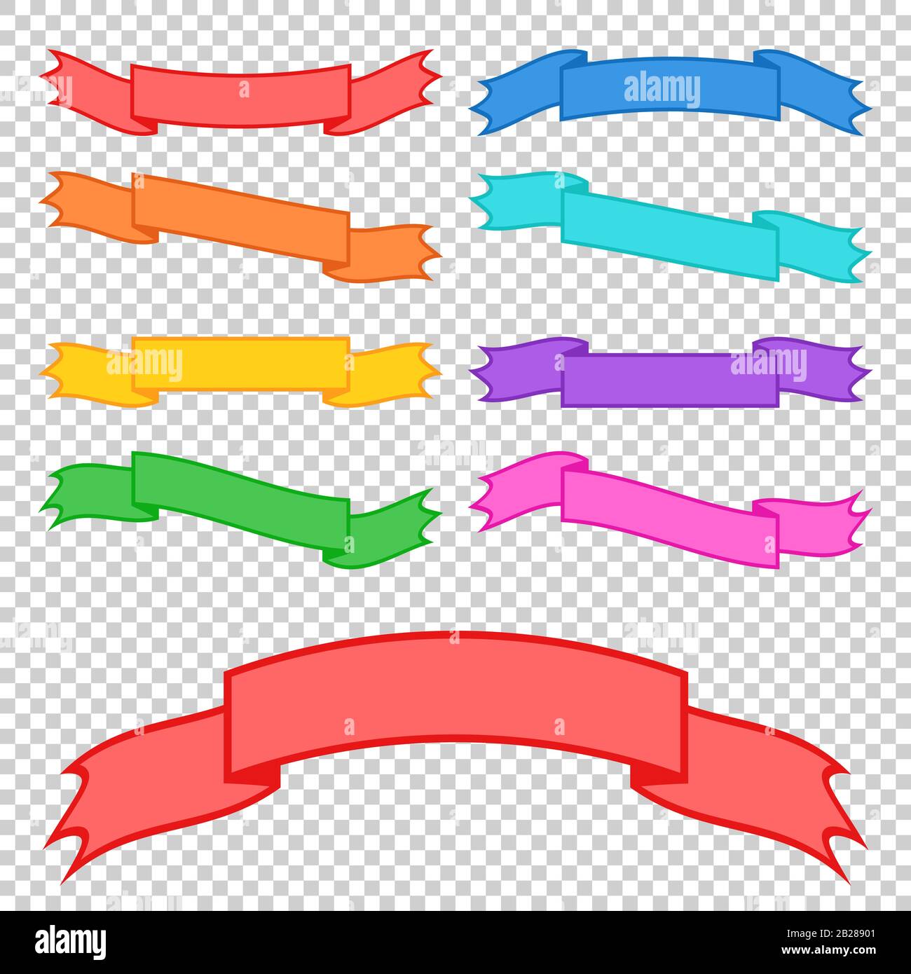 Set of colored ribbon banners. With space for text. A simple flat ...