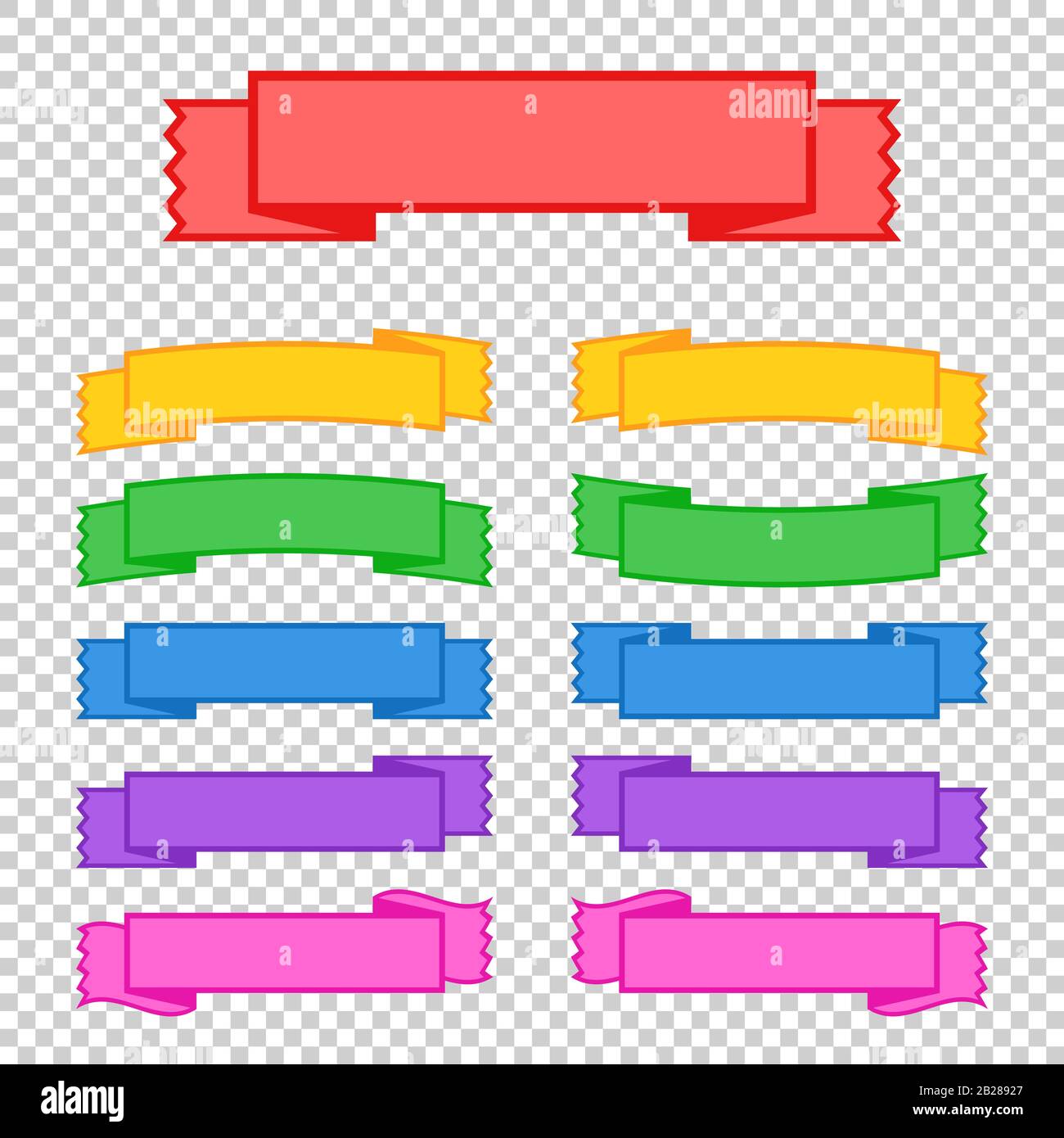 Set of colored ribbon banners. With space for text. A simple flat ...