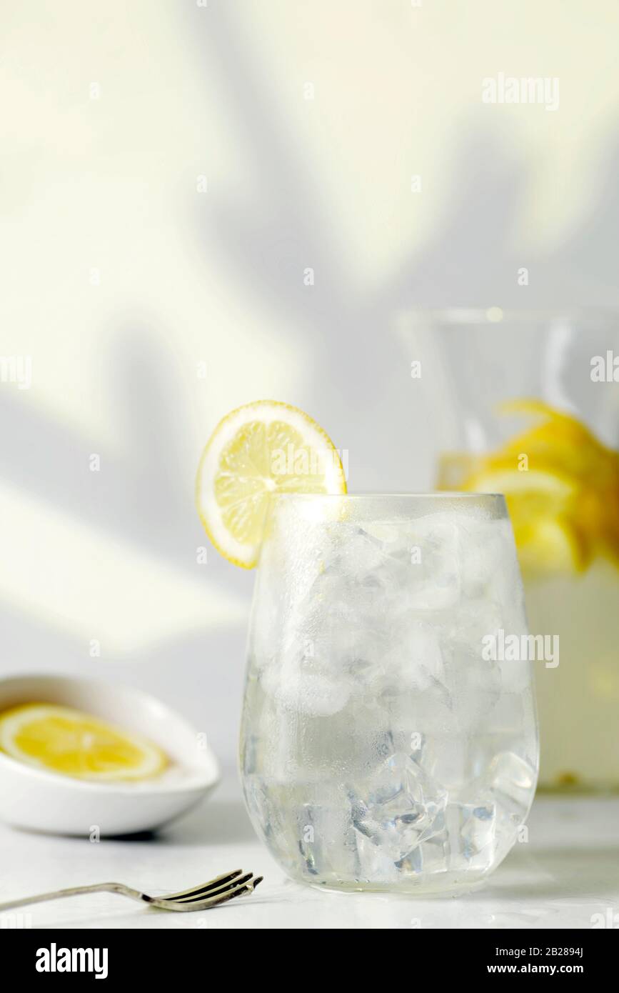 GIN AND TONIC WITH ICE AND LEMON Stock Photo Alamy