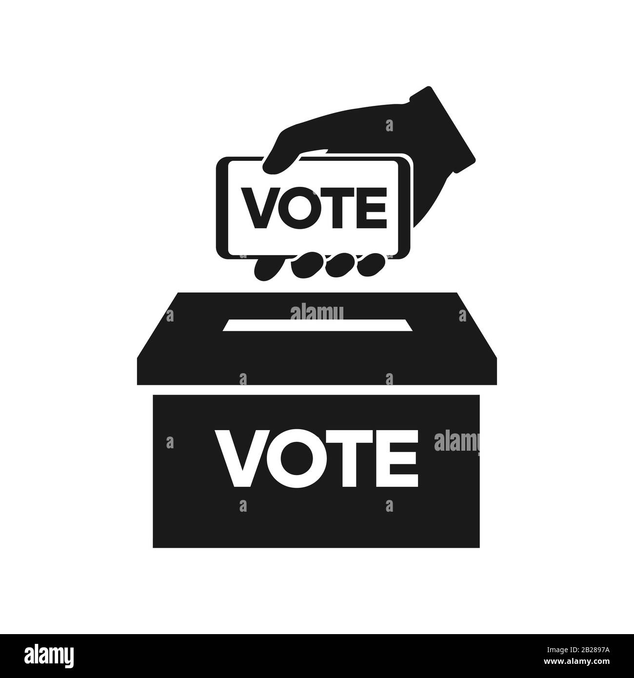 Voting icon hand putting vote paper in the box Stock Vector
