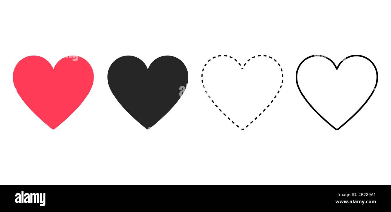 Flat design heart icon vector illustration 4 in 1 Stock Vector Image ...