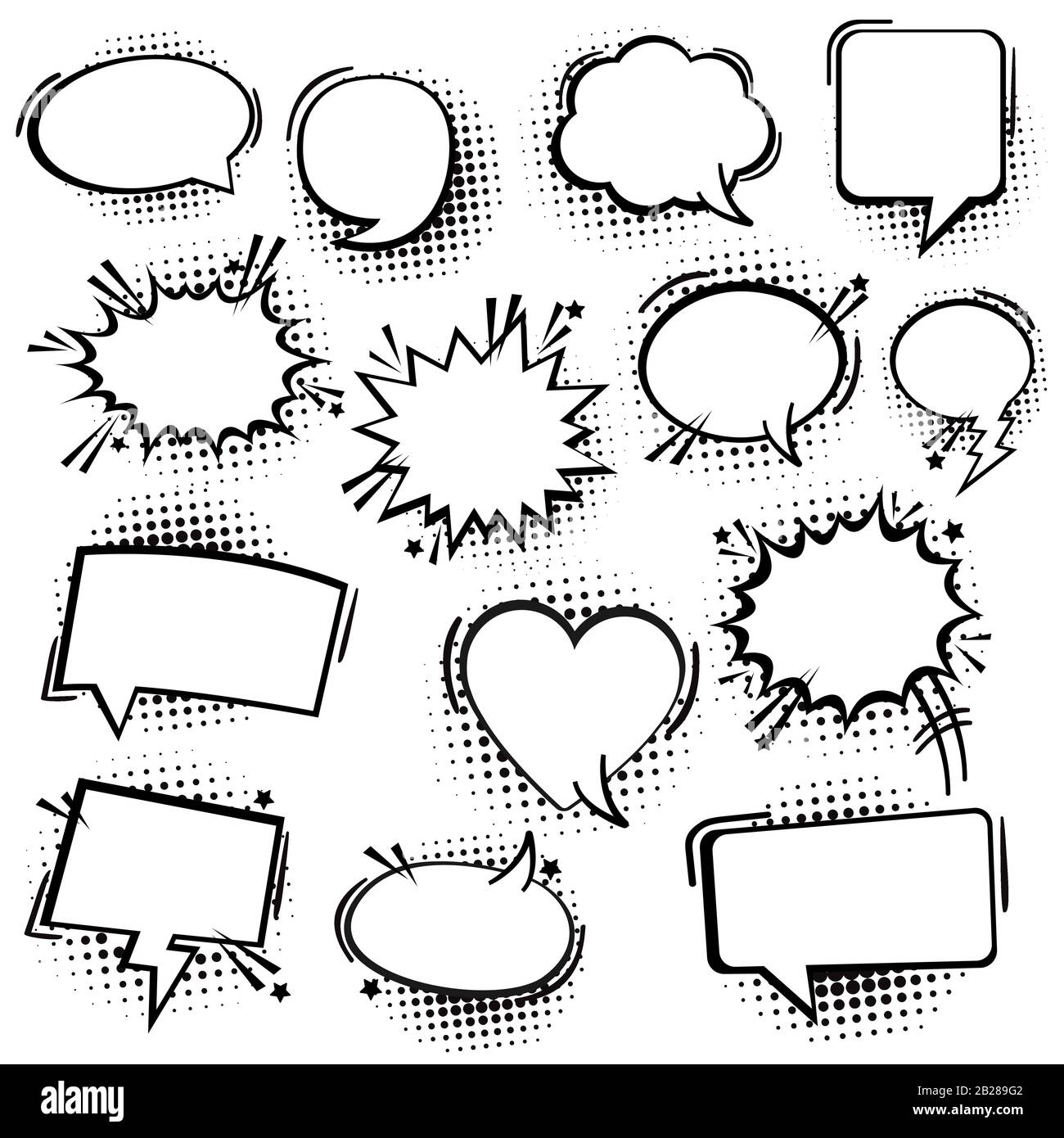 Set comic book text speech bubble in pop art style. Vector illustration Stock Vector