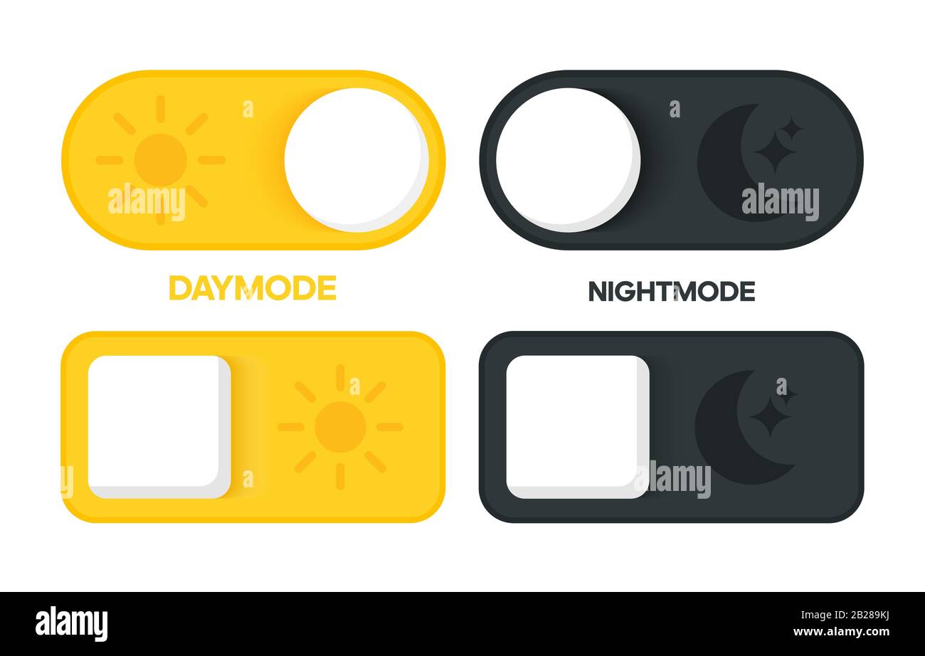 Day and night switch interface design. Vector for mobile and web. Stock Vector
