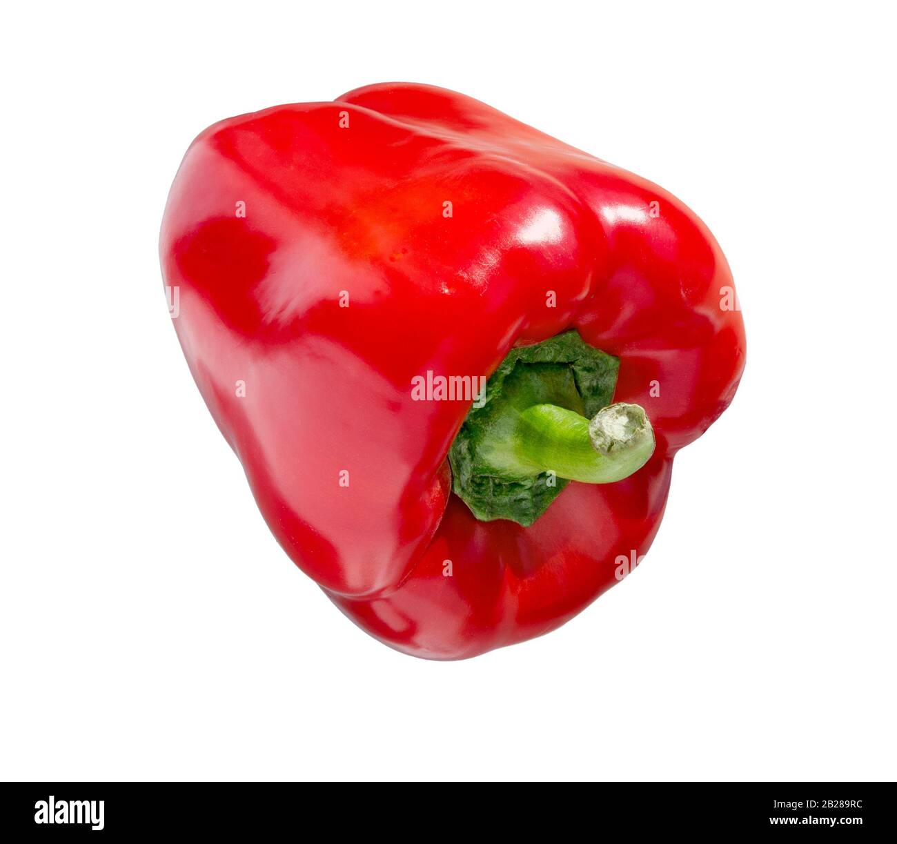 Red bell Peppers isolated on white background. Sweet Pepper Bell. Fresh vegetables. Stock Photo