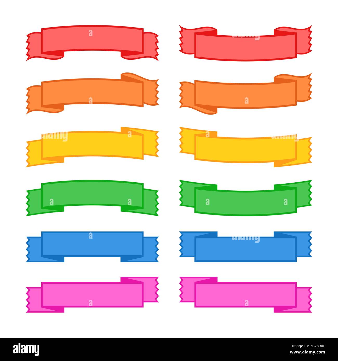 Set of colored ribbon banners. With space for text. Simple flat vector ...
