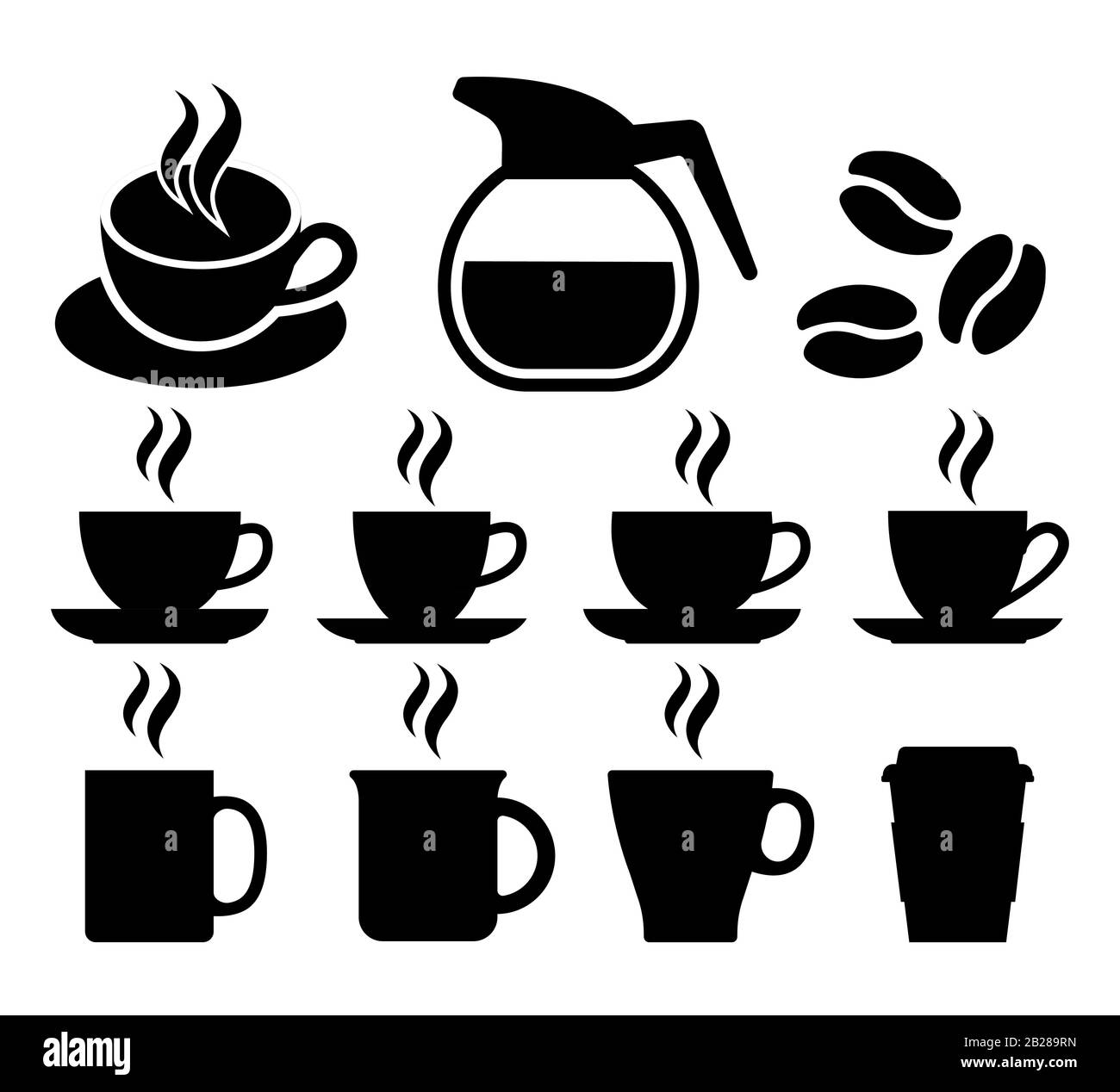 Coffee cups and mugs icons set. Vector illustration Stock Vector Image
