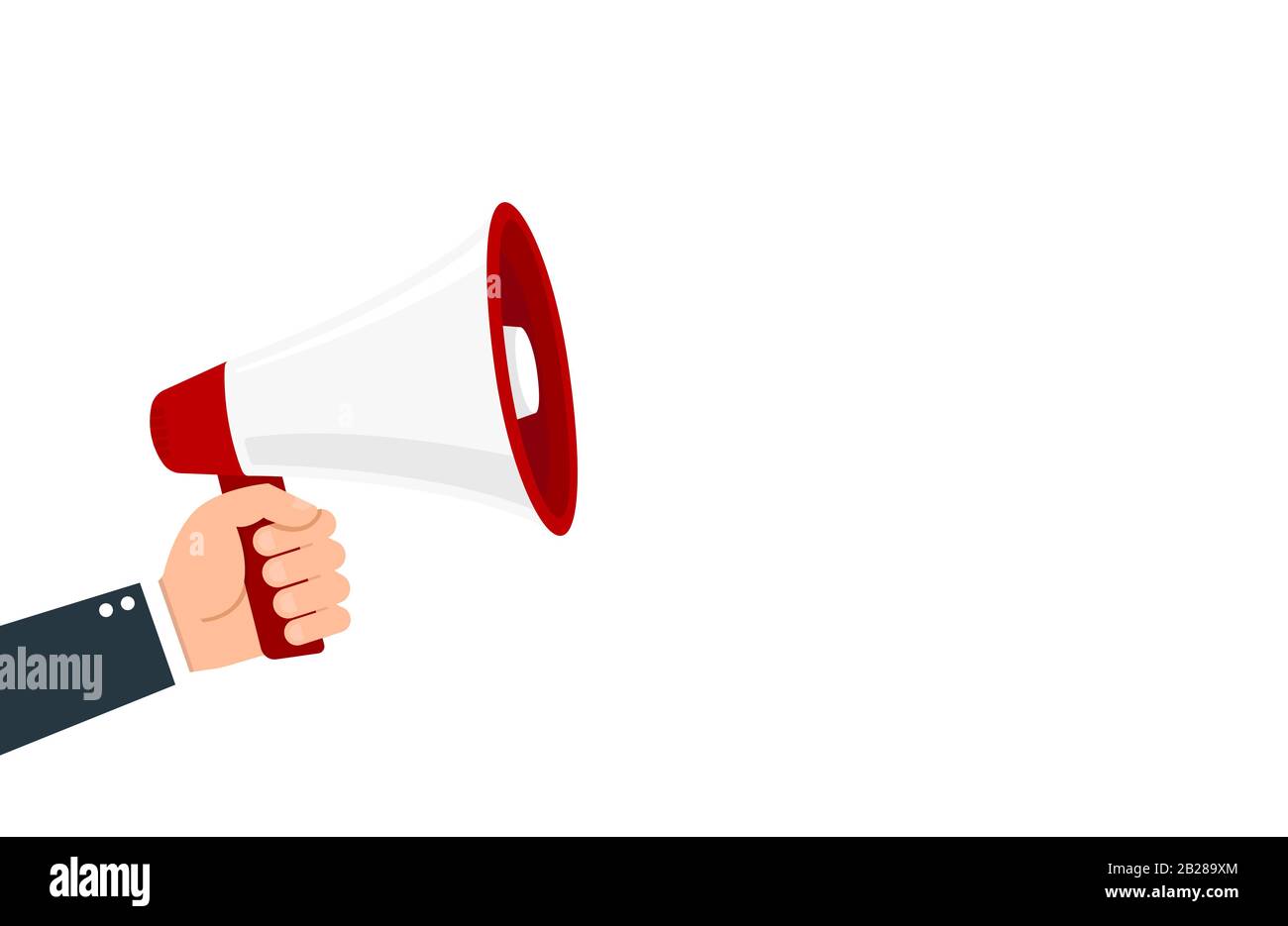 Hand holding megaphone on white background Stock Vector Image & Art - Alamy