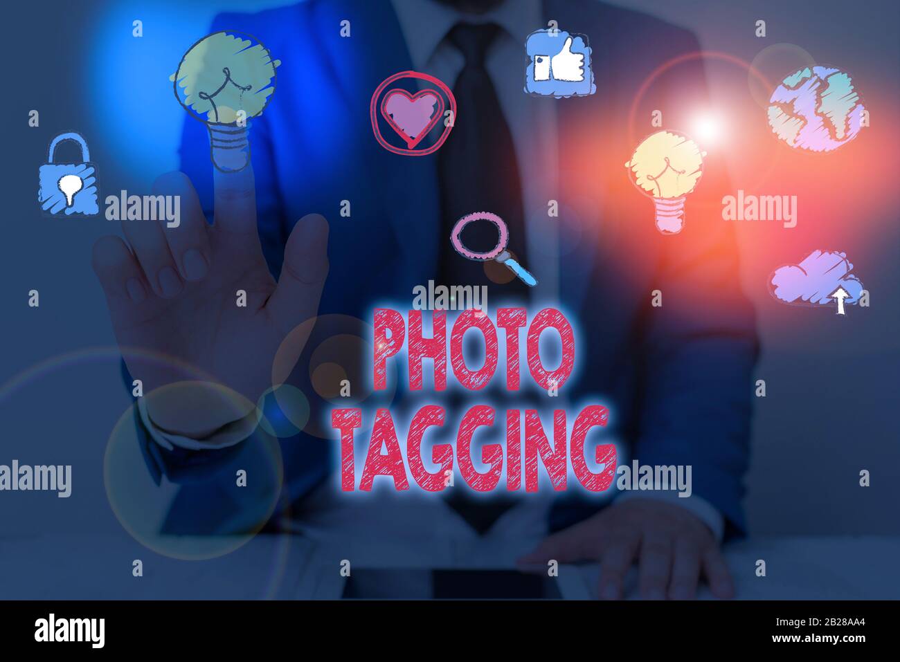 Text sign showing Photo Tagging. Business photo showcasing identify ...