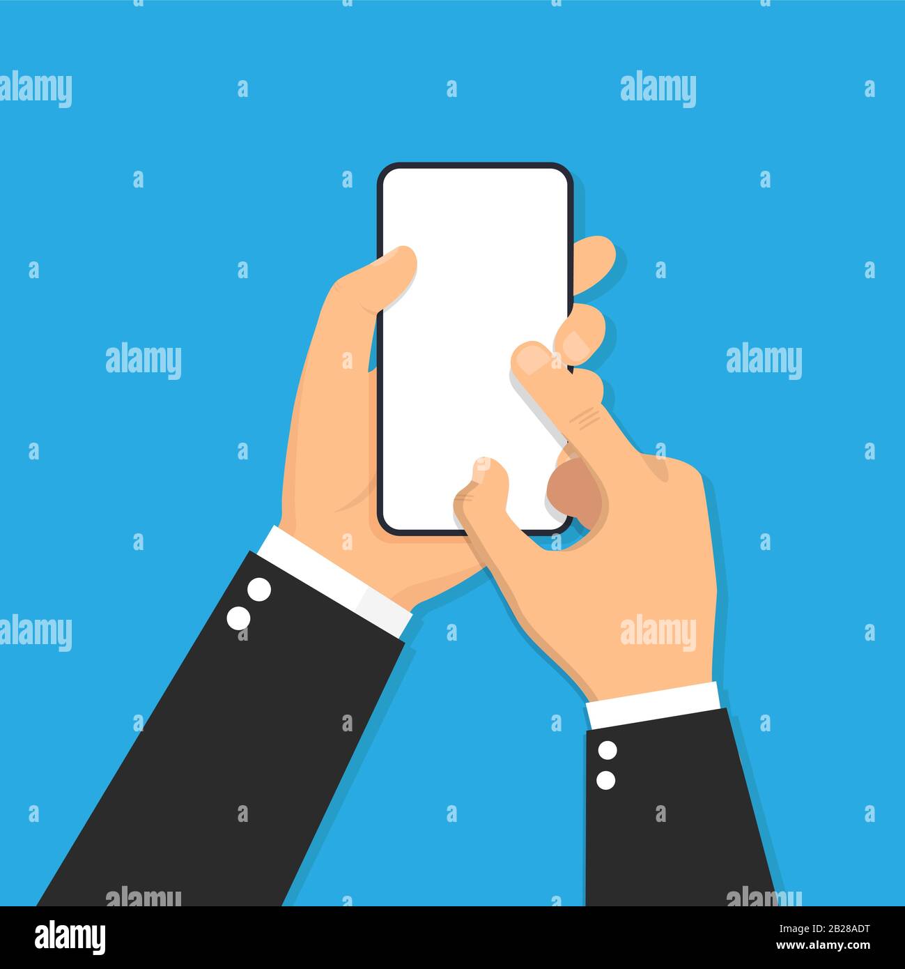 Hand holding smart phone. Flat design icon. Vector illustration Stock Vector