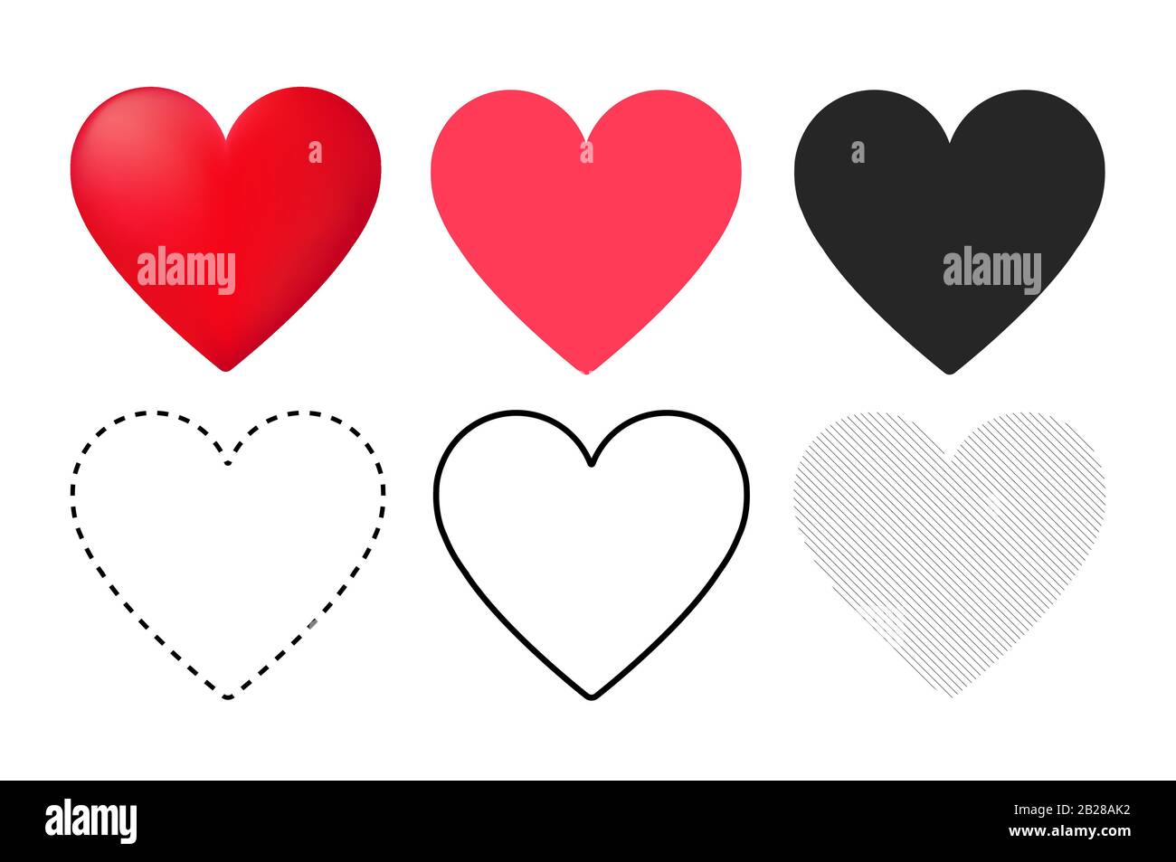 Red heart icon on white background. Love logo heart illustration Stock