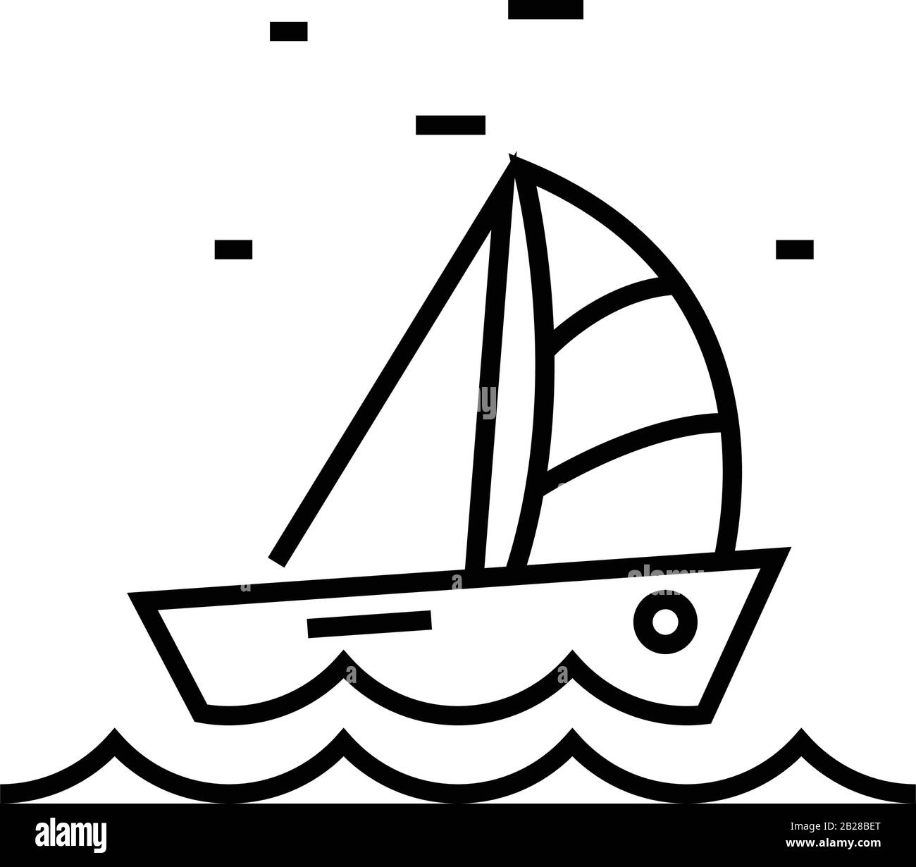 Sailing boat line icon, concept sign, outline vector illustration