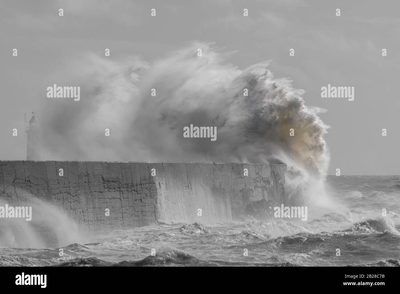 Newhaven, East Sussex on 29th February 2020. Storm Jorge batters England bringing high winds and rain. Stock Photo