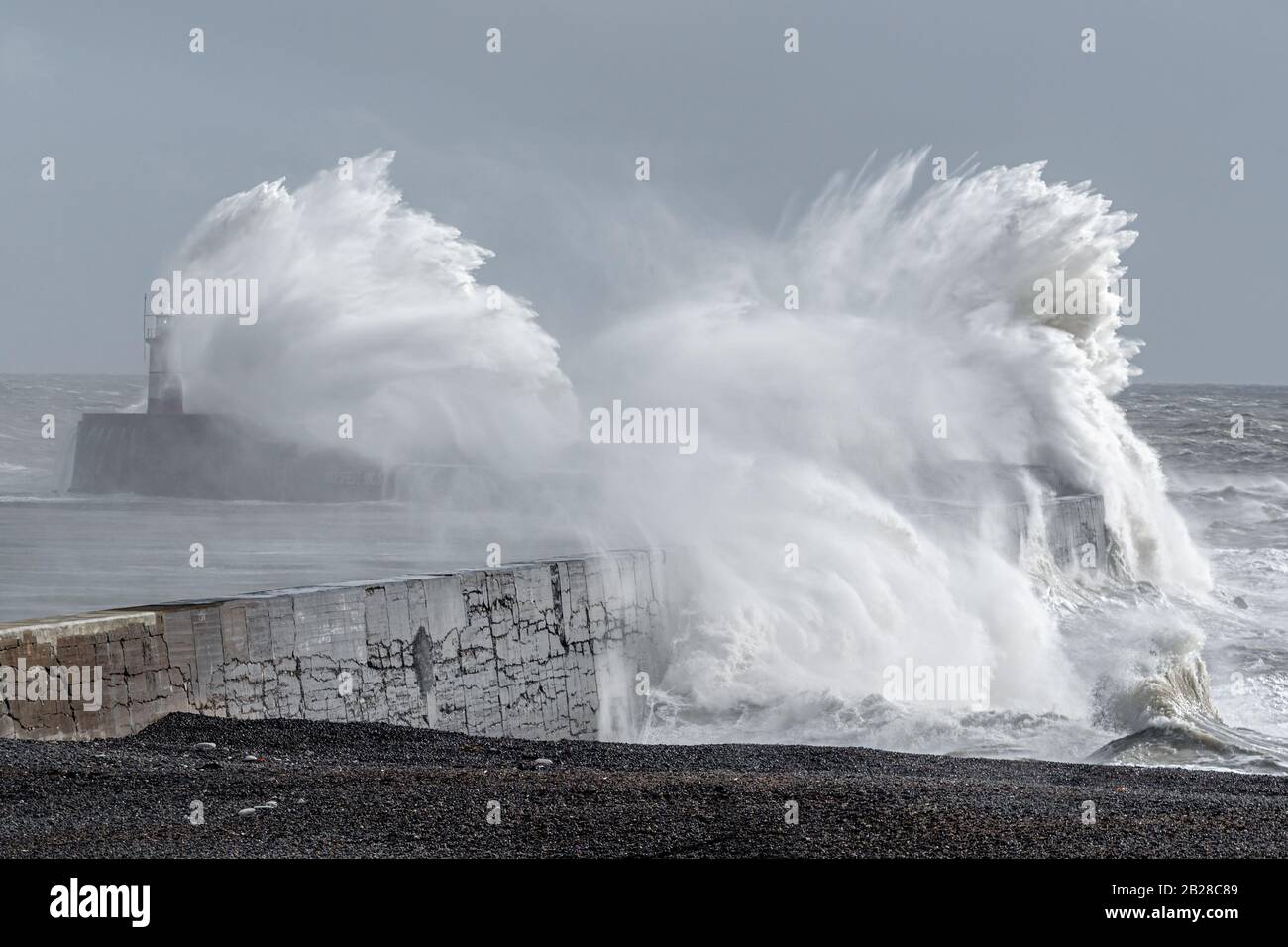 Newhaven, East Sussex on 29th February 2020. Storm Jorge batters England bringing high winds and rain. Stock Photo