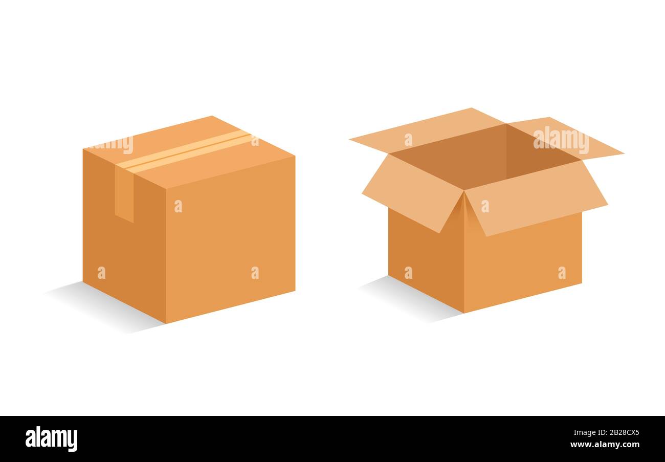 Opened And Closed Cardboard Box Vector Illustration Stock Vector Image Art Alamy