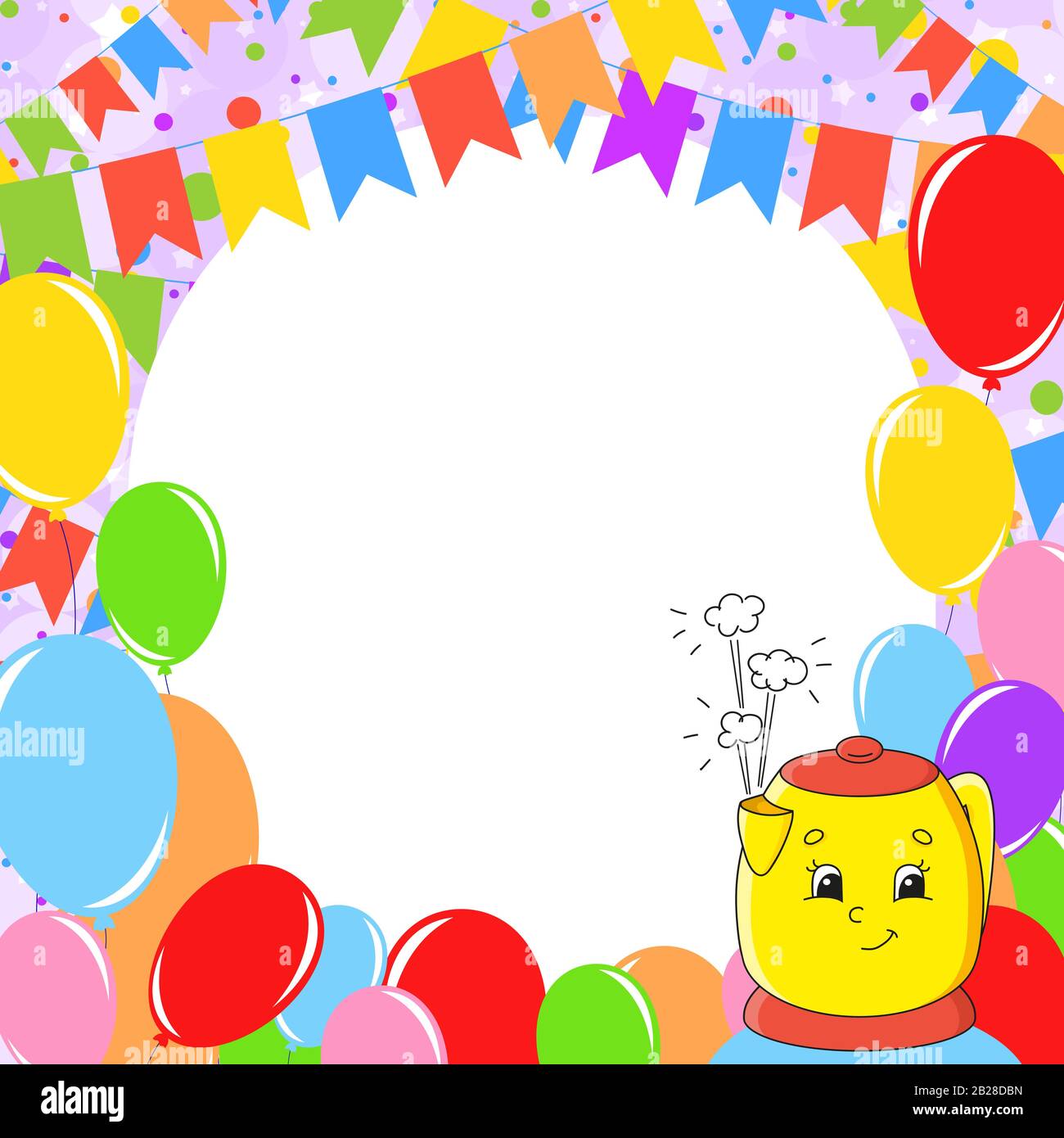 Happy birthday greeting card with a cute cartoon character. With copy