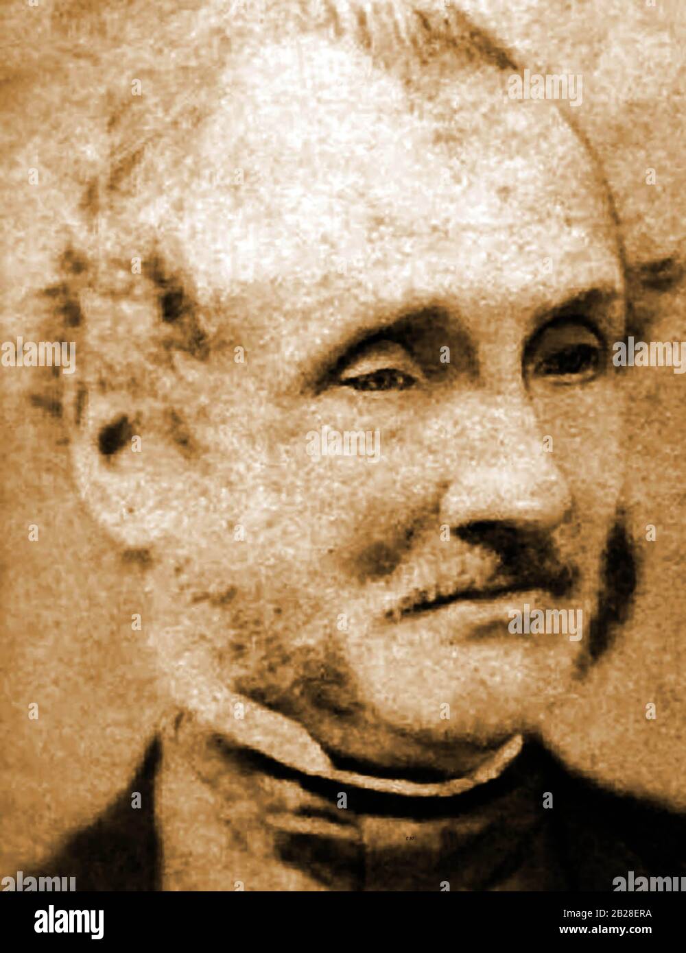 A portrait of William Marwood a cobbler of Hornchurch (UK) who became a Middlesex and  government  Hangman in 1874. He developed the technique of hanging known as the 'long drop' which ensured that the prisoner's neck was broken and he died instantly., as opposed to the standard 'short drop' where the prisoner was strangled. A popular riddle of the time was 'If Pa killed Ma Who'd kill Pa?'. The answer was Marwood. Marwood. Some of his notable  executions included   Maolra Seoighe who was later found to have not been guilty and received a pardon. Seoighe spoke only Irish. Stock Photo