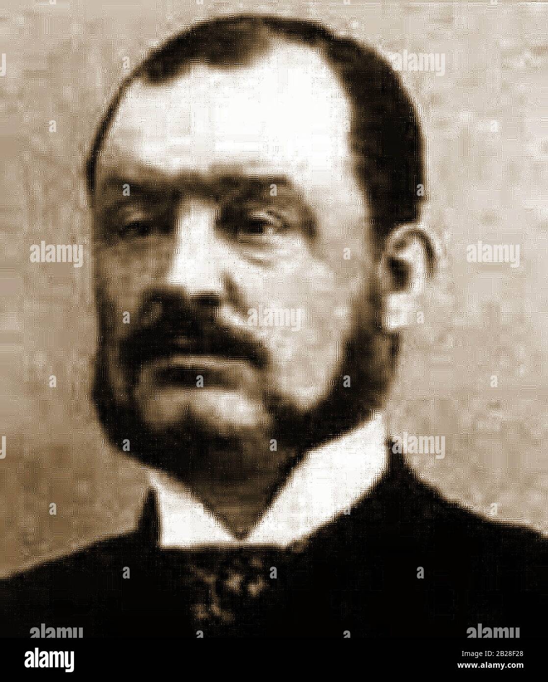 A portrait of 19th century Yorkshire Hangman James Berry (1852-1913) of  Heckmondwyke. He refined  the long drop method developed by William Marwood to diminish suffering of the prisoner being hanged. He was known for a number of negative incidents in his career including being responsible for  the commuted sentence of  John Babbacombe Lee – 'The Man They Couldn't Hang' – in 1885( The trap door repeatedly failed to open ); the decapitation of one man and the near decapitation of others. He was finally relieved of his post. Stock Photo
