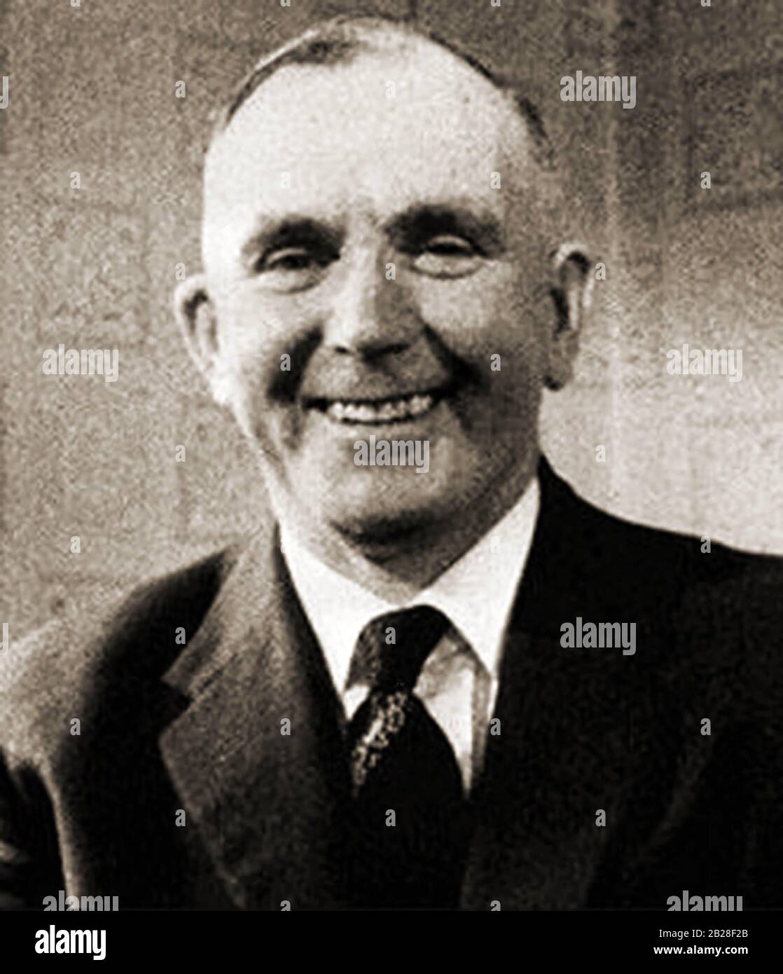 A portrait of Albert  Pierrepoint (1905-1992)  from Clayton West Yorkshire who was Britain's most prolific hangman. It was in effect a family business as his father, Henry, and uncle Thomas were  both official hangmen before him.during his career he hung a large number of criminals including those convicted of war crimes. He also hung Ruth Ellis, the last woman to be hung in Britain, and  the wartime traitor William Joyce (also known as Lord Haw-Haw) Stock Photo