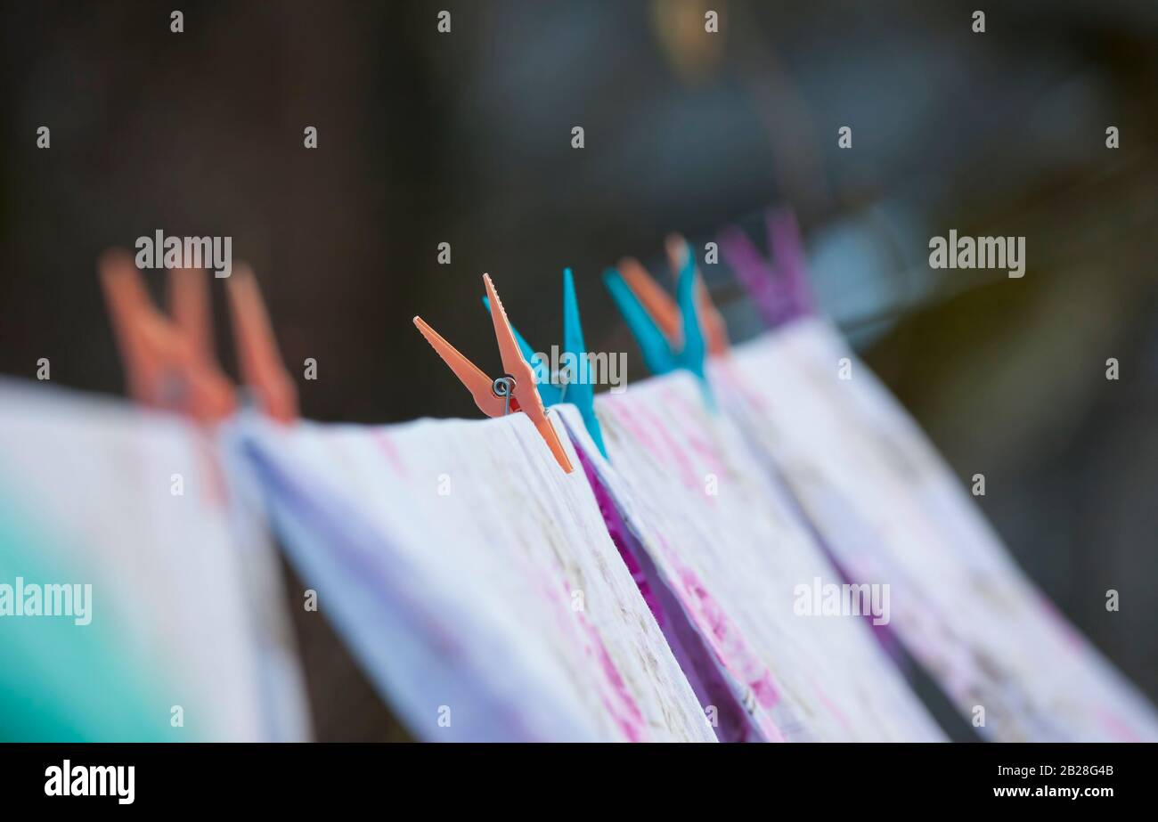 laundry clip on clothes for dry outdoor Stock Photo Alamy