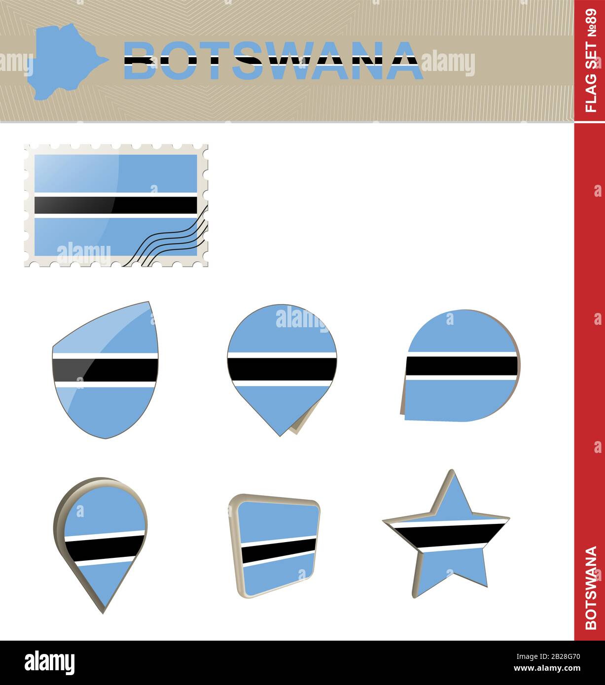 Botswana Flag Set, Flag Set #89. Vector. Stock Vector