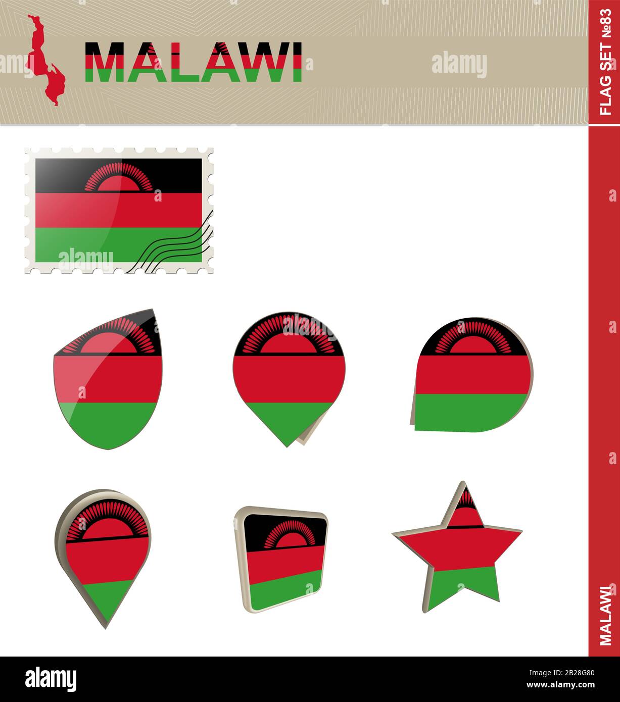Malawi Flag Set, Flag Set #83. Vector Stock Vector Image &amp; Art - Alamy