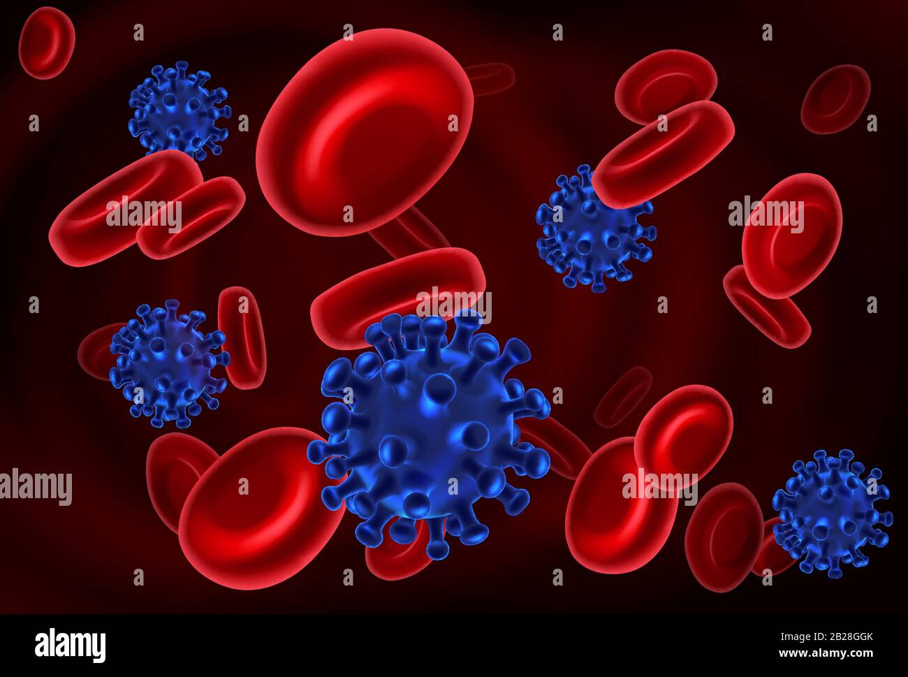 Virus Blood Cells Molecules Illustration Stock Vector