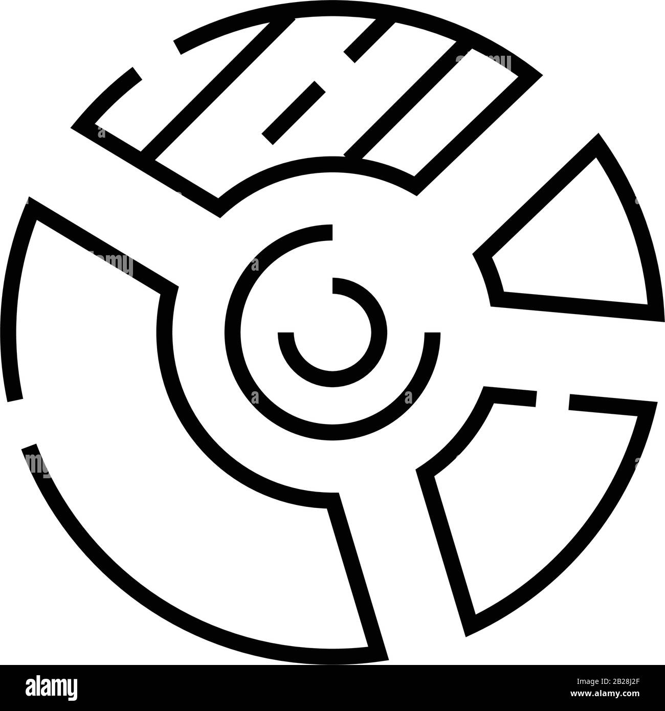 Round diagram line icon, concept sign, outline vector illustration ...