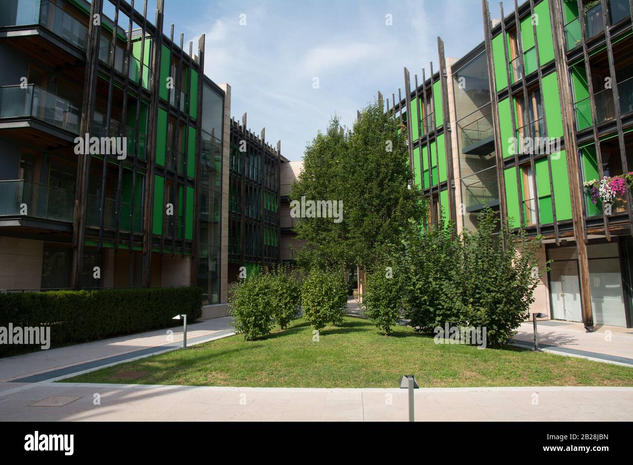 Le Albere residential district  of Trento designed by the famous Italian architect Renzo Piano, year 2013. Stock Photo