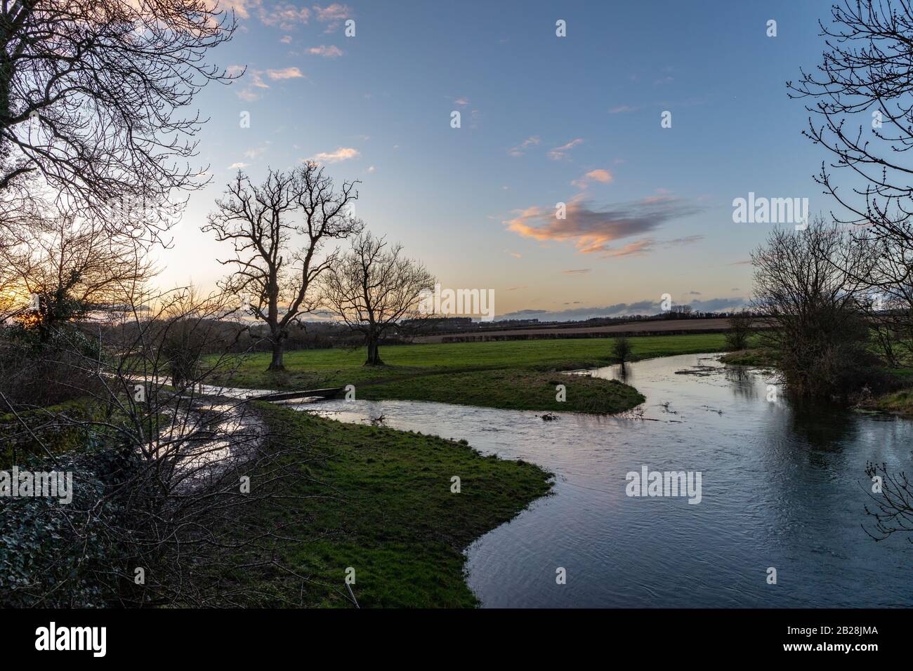 Pictures Taken Near The Source Of The Thames Walk Near To The Village of Kemble In The Cotswolds in England  After The Recent Flooding in Parts of uk. Stock Photo