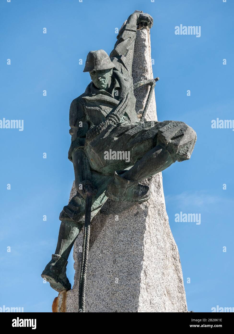 Gruppo Guide Alpin - Monument to Mountain Guides, Madonna di Campilglio, Italy Stock Photo