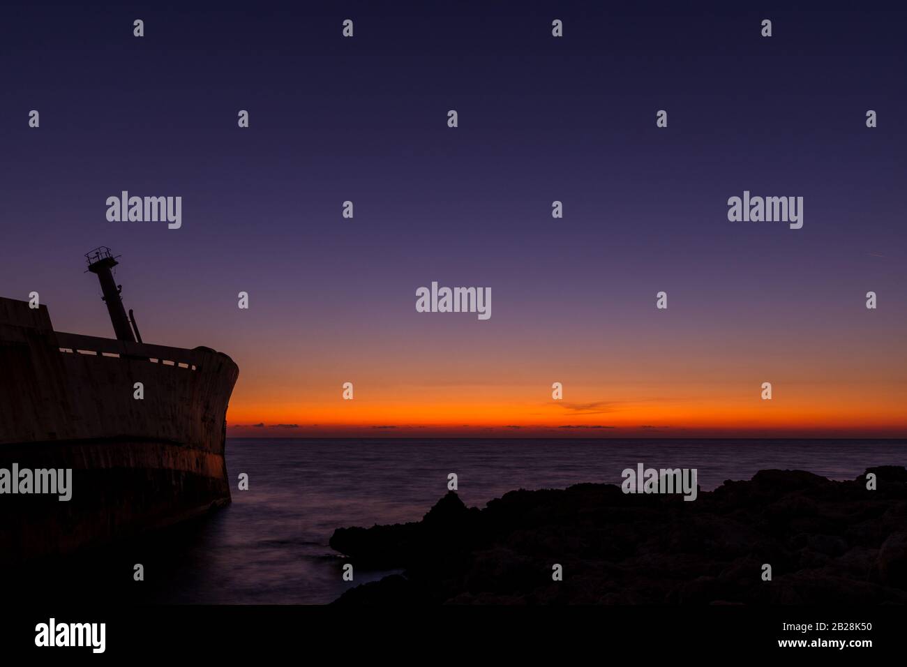 edro 3 shipwreck near paphos cyprus on beautiful sunset colors Stock Photo