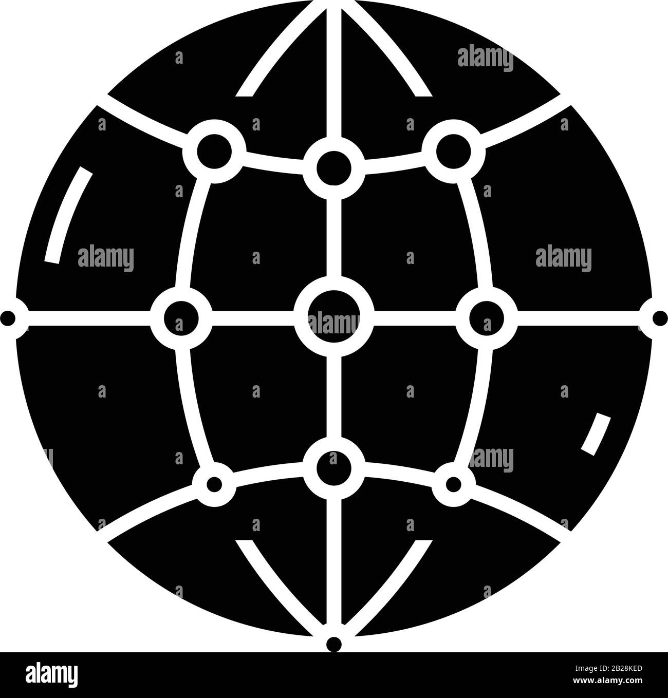 Global network black icon, concept illustration, vector flat symbol