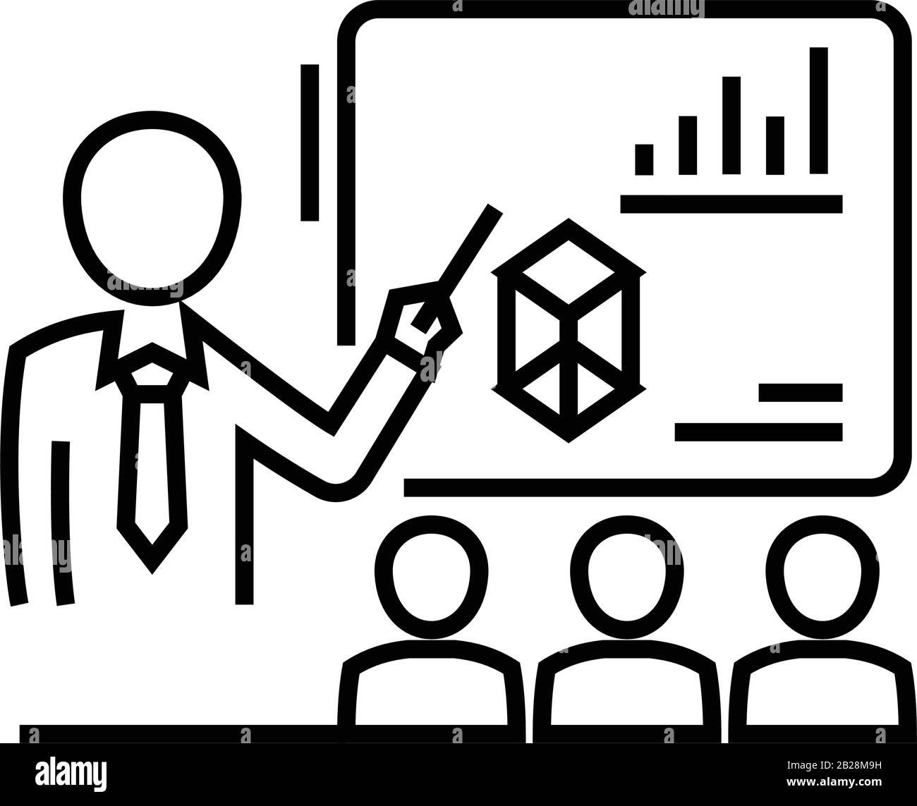 Showing charts line icon, concept sign, outline vector illustration ...
