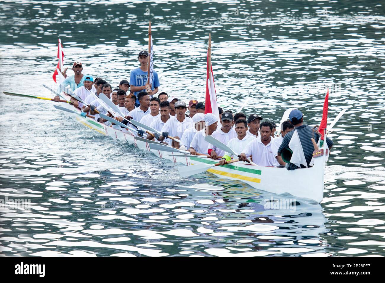 Asia, Indonesia, Maluku, Banda islands. A traditional korakora racing canoe Stock Photo